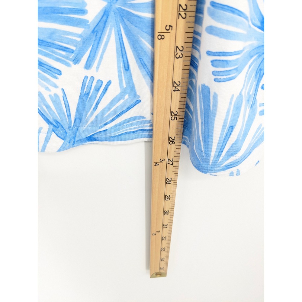 Talbots White & Light Blue Palm-Print Short Sleeve Tee - Picture 7 of 8